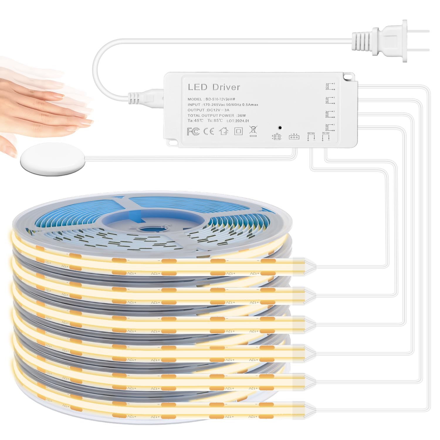 Amazon.com: Lichaser 3.28ft COB LED Strip Light, 6 Rolls of 3000K